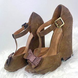 CROWN VINTAGE Platform Wedges, Brown, Size 8M